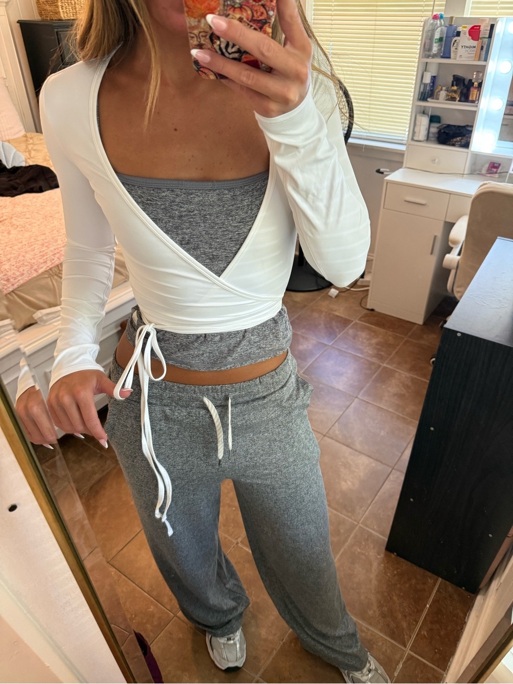 Vuori All The Feels Women's White Wrap-Front Long Sleeve Top